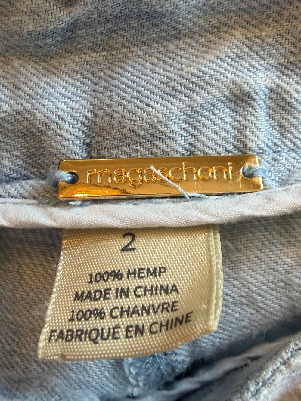 Magaschoni Light Blue 100%  Hemp Wide-Leg  Pilazzo Pants - Picture 10 of 11
